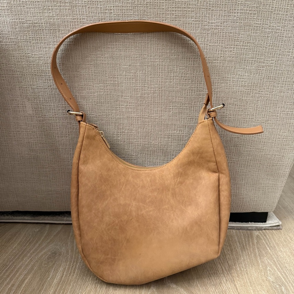 4th + Reckless Vegan Suede Crescent Bag Chic Tan Hobo Purse